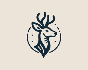 Mule deer logo design icon symbol vector illustration