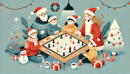 Family Playing Board Games on New Year's Eve