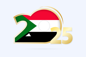 Fototapeta premium Year 2025 with Sudan Flag pattern.