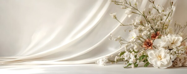 Elegant Wedding Reception Banner Background on Plain Color with Free Space