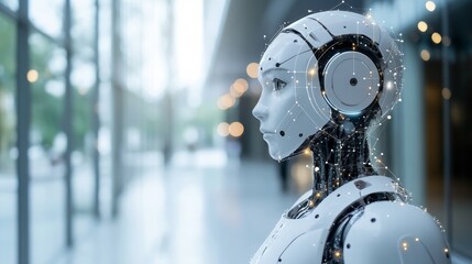 Fototapeta premium AI Robot Head.