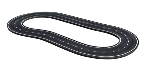 A long, curvy road with white lines