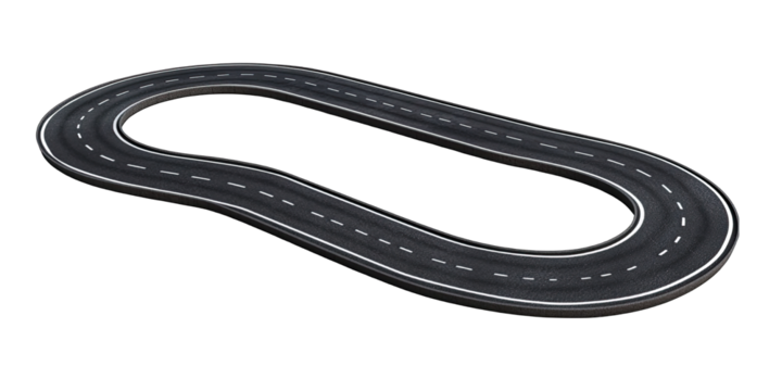 A long, curvy road with white lines
