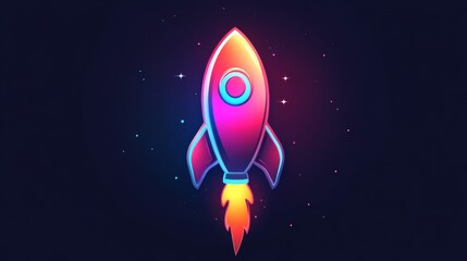 A colorful rocket is flying through the sky