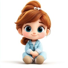 A vibrant 3D cartoon depicting an adorable baby girl with a joyful expression, radiating cuteness and happiness.