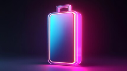 A glowing, neon-colored battery case is lit up in a dark room