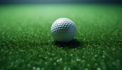 Obraz premium a golf ball sits on top of a golf course, generative ai