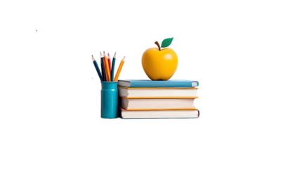 Book with Apple png. Back to school concept on transparent background with clipping path