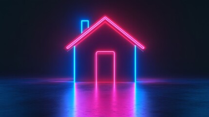A house is lit up in neon colors