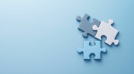 Economic stability efforts, puzzle pieces fitting together, calm shades, copy space for text,