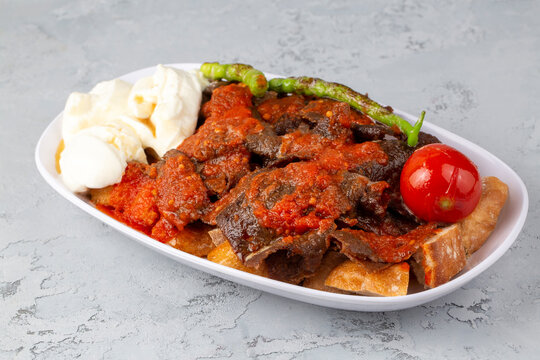 Traditional delicious Turkish foods; Doner kebab (Iskender)