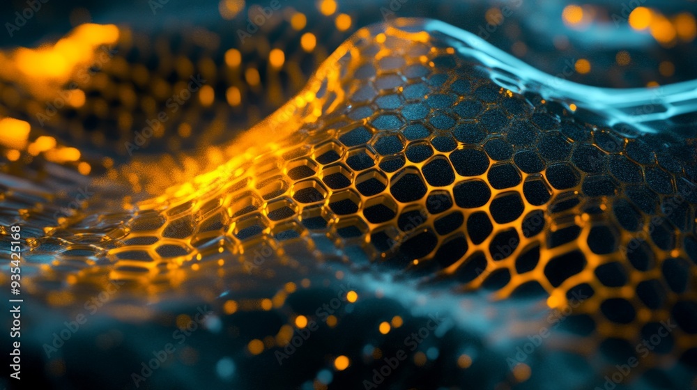 Aufkleber a vibrant abstract representation of a honeycomb structure. the image showcases dynamic waves with g