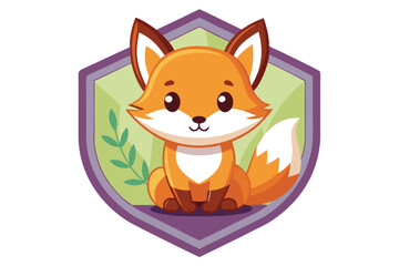 Obraz premium Cute Cartoon Fox with Big Eyes and Bushy Tail Inside a Hexagon