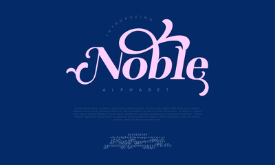 Noble swash luxury elegant alphabet letters and numbers. Vintage wedding typography classic serif font decorative vintage retro. creative vector illustration