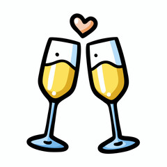 Wedding Champagne Hand Drawn Doodle Icon on a isolated white background (11)