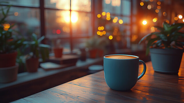 Inspirational poster template with a motivational quote, featuring a blurred background of a modern workspace.