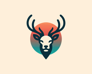 Mule deer logo design icon symbol vector illustration