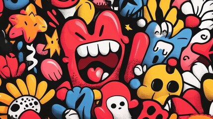 Obraz premium Colorful Abstract Doodle Pattern Background