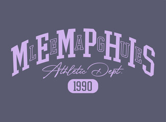 Vintage athletic college graphic T shirt print design.