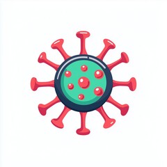 Obraz premium Sleek and Modern Red and Green Virus Icon Design | Clear Lines | Recognizable Shapes | Professional Representation for Medical and Tech Use