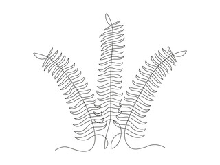 abstract marine, river algae, fern. continuous one line art hand drawing sketch, logo