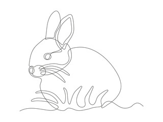 abstract rabbit, hare. continuous one line art hand drawing sketch, logo
