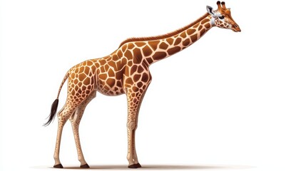 Naklejka premium Giraffe Standing Isolated on White Background