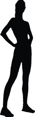 Vector silhouette of a sporty pose woman