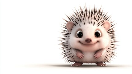 Cute Cartoon Hedgehog with Spiky Fur Smiling