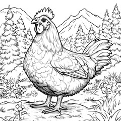 Black and White Chicken Illustration

