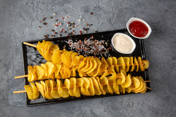 Roasted Tornado or twisted potatoes (Turkisn name; Cubukta patates)