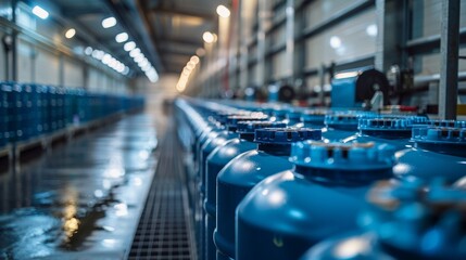 Modern milking equipment lined up in a high-tech cowshed farm