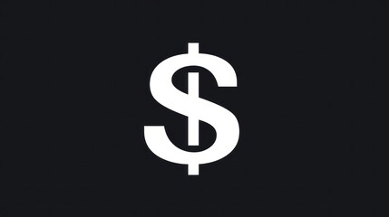 Obraz premium Against a solid black background, a white dollar sign stands out prominently, representing currency, commerce, and the ongoing pursuit of financial success