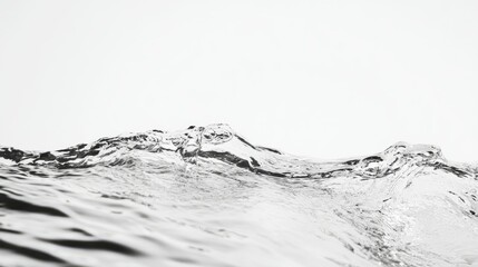 Close-up of clear water waves gently rippling against a minimal white background, capturing the fluid and transparent movement.