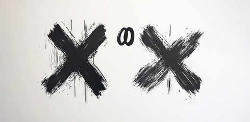 Sketched X sign with grunge modern underlines or strikethroughs. Isolated on white background are scribbled lines made with a marker.