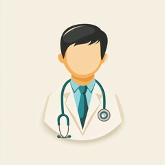 Fototapeta premium Professional Doctor Icon in White Coat with Stethoscope - Clean and Simple Medical Design, Ideal for Healthcare, Hospitals, Clinics, Medical Websites, and Health-Related Marketing Materials