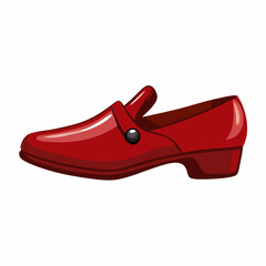 Women Clasp Shoes of Red Leather on a isolated white background (2)