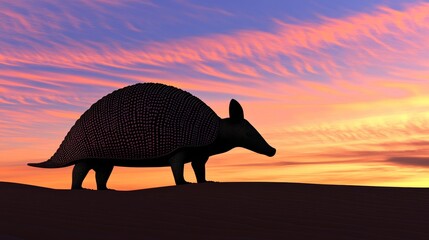 A picture of a rare pangolin with a smooth color background.