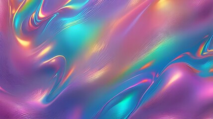 Vibrant Iridescent Liquid Surface Background with Glossy Oil Slick Texture and Colorful Waves