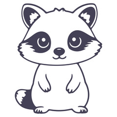A cute cartoon raccoon with large eyes and a round body
