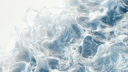 Obraz premium Detailed top-down shot of glittering water waves on a white surface capturing the interplay of light and water with a clean, minimal backdrop.