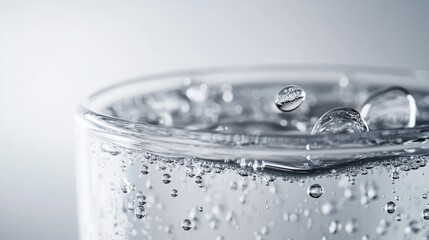 Elegant 3D close-up of water droplets on a glass, with some evaporating and dissolving, isolated on a stark white background for a clear, fresh effect.