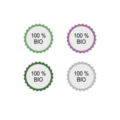 100 % BIO NATURAL BIO PRODUCT BADGES SIGN SYMBOL VECTOR