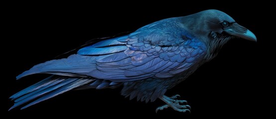 Obraz premium There is an isolated raven on a black background in this portrait.
