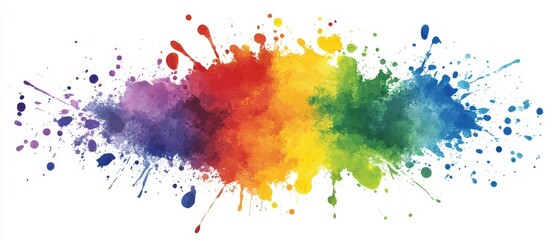 Fototapeta premium This stock photo shows a rainbow explosion against a white background.