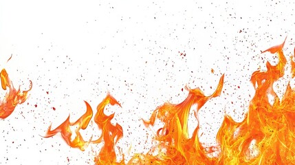 Fire flames on a white background in an isolated image.