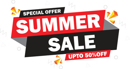 Summer sale Discount banner. summer offer sale banner vector template. Sale label and discounts background