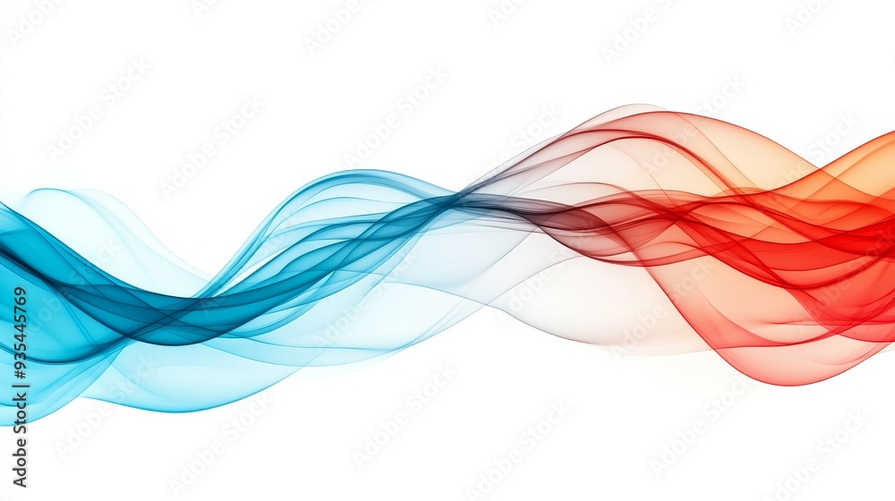 Wall mural blue and red colors on a white background make up this abstract dynamic wave.