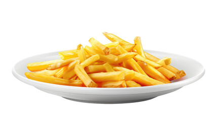 Golden Crispy French Fries on White Plate - A Tasty Snack Delight