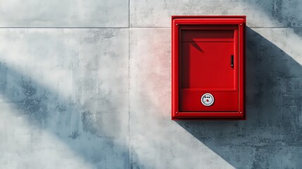 Here's a close-up of an empty red emergency box.